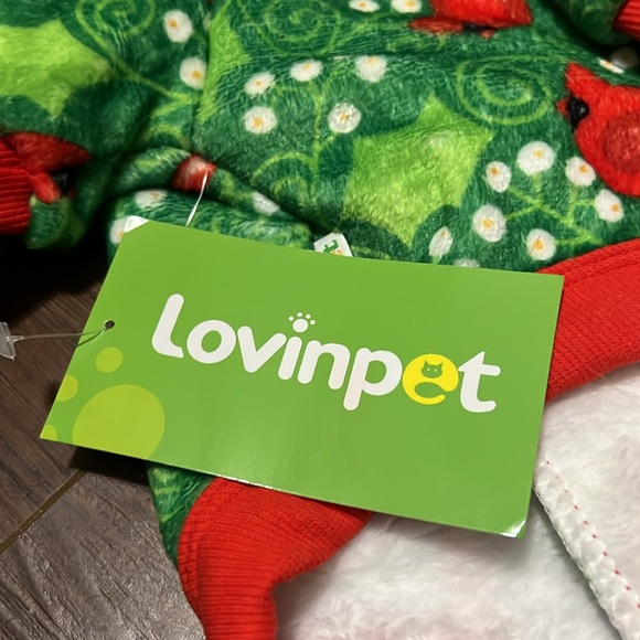 NWT LovinPet Dog Flannel Sweaters Jacket Outfit Green Cardinal Pattern Small - Picture 4 of 15